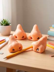 3pcs Funny Nose Shaped Pencil Sharpeners, Suitable For Teenagers, Perfect School Supplies, Gag Gifts And Birthday Party Favors, Suitable For Boys And Girls, Ideal Teacher Rewards, Suitable For Winter And New Year - Khaki - View 4