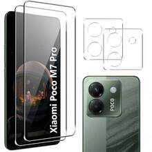 2+2pcs Tempered Glass Screen Protector + Lens Film For Xiaomi Poco F8 Ultra/Poco F8 Pro/Poco M7/Poco M7 Pro/Poco F7/Poco F7 Pro/Poco X8 Pro Max/Poco X8 Pro/Poco C85/Poco C71/Poco X7 Pro/Poco X6 Pro/Poco X6/Poco C65, High-Quality Anti-Scratch Tempered Glass Full Screen Protector, Bubble-Free - Clear - View 16