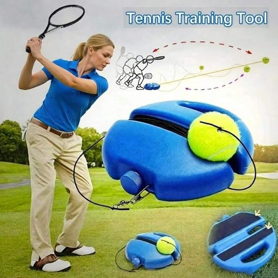 1pc Tennis Training Trainer With Rope, Pickleball Solo Practice With Automatic Return, Professional High Elasticity Fixed Portable Base, Speed And Agility Training Ball With Base