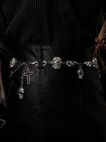 1pc Punk Hip-Hop Unique Luxury Versatile Cross & Skull Waist Chain, Women's Vacation Casual Jewelry - Multicolor - View 7
