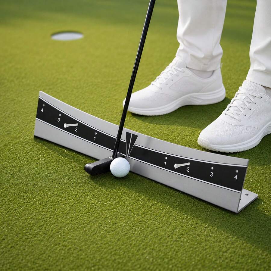 59cm Putting Track Trainer, Durable Wear-Resistant PVC, Adjustable Tee Positions, Portable For Indoor Practice, Portable Balance Exerciser, Improves Accuracy And Consistency - Black - View 1
