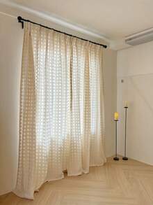 1pc Hook-Up Translucent Natural Style Sheer Curtain, Wabi-Sabi Japanese Style Light-Filtering Non-See-Through Window Curtain, Fabric Decor For B&B, Tea House, Atmosphere - Beige - View 6