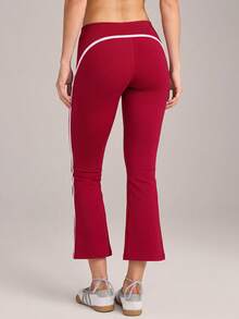 VUTRU 1pc Slim Fit Capri Yoga Pants With Butt Lift And Flared Leg For Running, Fitness, Pilates Sports Summer - Red - View 5