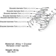 7pcs European & American Cross-Border Fashion Rhinestone Heart Women's Elegant Personalized Geometric Asymmetrical Open Bangle Bracelet Set - Silver - View 6