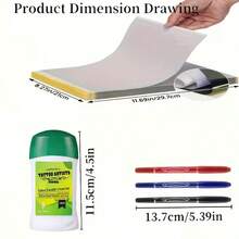 Complete Tattoo Transfer Set 70G Transfer Gel + 3-Color Markers + Transfer Paper Durable Clear Transfer Tattoo Supplies Portable Travel Pack - Multicolor - View 5