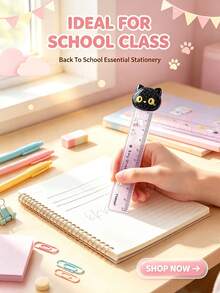 Penggaris Multifungsi 15cm Kepala Kucing & Anjing 3D + Skala Bergelombang, Desain Aman dengan Sudut Bulat, Tersedia 4 Gaya (Acak) 1/2/4/8 buah, Cocok untuk Menggambar dan Menulis Jurnal bagi Siswa - Set - View 6