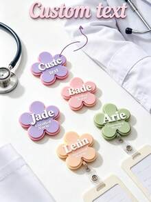 Personlig namnskylthållare för sjuksköterska med anpassat namn och titel, utdragbar ID-kortshållare, blommig namnskyltsklämma, anpassad arbetstillbehör, sjuksköterskegåva - Multifärgad - Visa 5