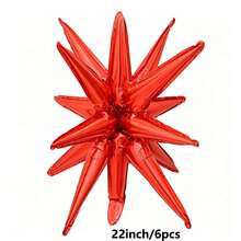 6pcs 22-Inch Starburst Foil Balloons, Suitable For Party Background Decoration For Halloween, Christmas, Birthdays, Weddings, Anniversaries, Graduations, Etc., Available In Multiple Colors - Exploding Star - View 10