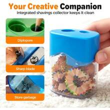 1pc Random Color Large Capacity Handheld Pencil Sharpener With Lid, Colorful Anti-Leak Debris Pencil Sharpener, Portable Pencil Sharpener Machine For Adult Office And Home Use, Mixed Color Pack, Anti-Breakage Lead, Back To School Stationery Set, Easy Grip For Small Hands - Color Style Randomized - View 1