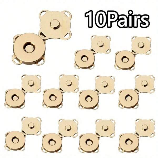 10Pairs Hand-Sewn Magnetic Snap Buttons, DIY Fashion & Handicrafts, Suitable For Clothes, Bags, Multi-Functional Buttons