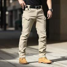 Pantalones multibolsillos para exteriores, pantalones militares IX7 resistentes al desgaste - Caqui - Ver 14