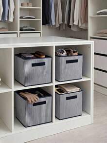 Gray Striped Lid Organizer And Storage Box 30x30x30 - Navy Blue - View 2