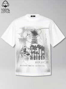 Tiny Spark Áo thun trắng streetwear họa tiết vintage graffiti phong cách cyberpunk - trắng - Xem 1