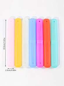 5/2/1pc Random Color Portable Travel Toothbrush Set, Candy Color Matte Felt Toothbrush Head Protective Cover, Dust-Proof Toothbrush Storage Box - Multicolor - View 7