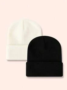 4pcs/Pack Solid Color Ski Hats, Minimalist Knit Beanies, Unisex, Suitable For Casual Daily Wear - Multicolor - View 5