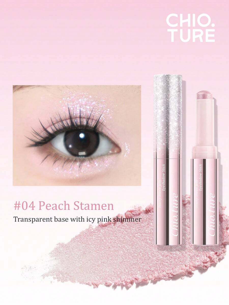 CHIOTURE Galaxy Radiant Jelly Eyeshadow Stick, Tekstur Kilau Mutiara yang Halus, Dapat Digunakan Ganda sebagai Highlighter, Tahan Lama dan Tidak Luntur, Sempurna untuk Riasan Ringan Sehari-hari - #04 Benang Sari Buah Persik - View 1