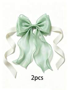 1/2pcs Bow Curtain Tiebacks, French Silk Elegant Lace Ribbon Hooks, No Drilling Installation, Suitable For Wedding, Baby Shower, Birthday, Bedroom Decor - Multicolor - View 14