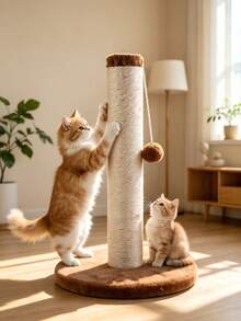 Vertical Sisal Cat Scratching Post, Stable Round Base, Fun Plush Hanging Ball, Multi‑Color Styles, Cat Scratching And Entertainment Supplies - Multicolor - View 3