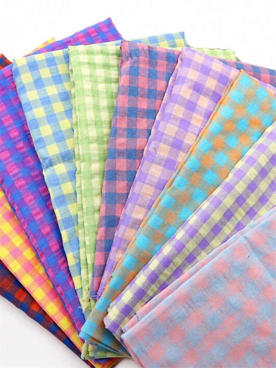 1pc Pre-Cut Vintage Spring Plaid Fabric, Suitable For DIY Handmade Projects, Patchwork, Sewing, Hair Ties, DIY Background Cloth