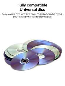 1pc Portable External CD/DVD Writer - USB 3.0 Type-C External DVD-ROM Drive, Rewritable Disc Writer, Compatible With Laptop And Desktop, Plug And Play, No Driver Required - View 7