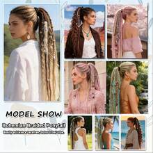 Braided Ponytail Hair Extension With Beads And Pendant, Viking Bohemian Style Braided Hair Extensions For Women, 24 Inches - Multicolor - View 8