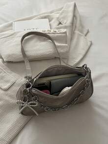New Fashion Versatile Textured Shoulder Bag Underarm Bag For Women - Grey - View 4