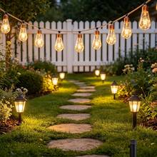 24/16/8 LED Solar Powered Outdoor Fairy String Lights, Hemp Rope Papaya String Lights, 8 Lighting Modes, Suitable For Garden, Yard, Patio, Trees, Camping, Christmas, Halloween, Wedding, Party, Holiday Decoration - Jute Rope String Lights - View 3