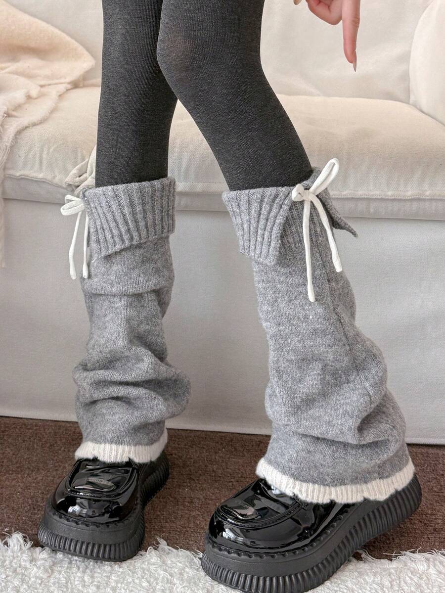 1 Pair Women's Leg Warmers, Autumn/Winter Warm Solid Color Slimming Leg-Flattering Cuffed Slouch Leg Warmers, Match With Skirts, Multiple Styling Options - Multicolor - View 1