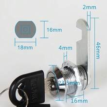 1 Set 16mm Safety Cam Lock With 2 Keys, Durable Cam Lock Latch, Suitable For Doors, Cabinets, Mailboxes, Drawers, Storage Cabinets, Newspaper Boxes, Furniture, Cabinet Locks - Silver - View 3