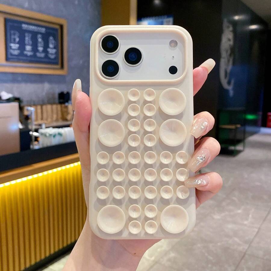 1件液態矽膠大窗粉色手機殼附吸盤,適用於 iPhone 17 16 15 14 13 Pro Max,柔軟可靠高品質時尚防震防摔背蓋,非 TPU 仿製品 - 古董白 - 查看 1