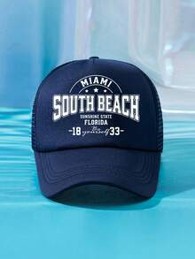 1件裝 男士 SOUTH BEACH 1833 綠色多色印花個性化戶外休閒時尚沙灘露營防曬透氣網眼可調尺寸棒球帽卡車帽禮物，適合日常配戴 - D - 查看 21