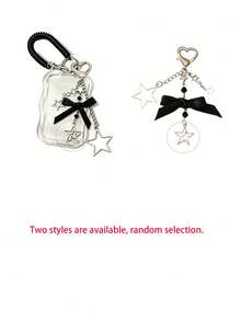 Retractable Star Card Holder Keychain, Durable Transparent ID Card Holder Set With Detachable Wipeable Sliding Cover, Key Ring And Detachable Lanyard/Pendant - Heavy Duty Transparent Card Sleeve With ID Window And Card Slot, Suitable For School, Office, Events, Campus Essential, Stylish Design With Star Bow Decoration, Heart Buckle, Can Store ID Card, Bank Card, Transit Card And Keys, Campus Commute Essential ID Protection Sleeve, Student Campus Commute Essential, Practical And Fashionable,Travel Essential - Multicolor - View 11