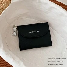 甜美女款短夾骨飾吊墜透明身分證窗多卡槽零錢包 - 彩色 - 查看 4
