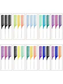 3pcs Plastic Threaded Non-Slip Steel Needle Tail Comb, Hair Dyeing Comb, Professional Hair Salon Dyeing Comb, Heat Resistant - Multicolor - View 5