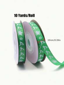 10 Yardas/Rollo Cinta de Envoltura de Regalo Navideña con Acabado Acanalado y Lámina Dorada, Cinta de Sellado de Decoración Navideña, Adecuada para Fiesta Navideña, Decoración de Cajas de Regalo de Repostería, Decoración Navideña, Envoltura de Regalos para Fiesta Navideña - Talla única - Ver 11
