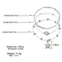 3pcs Fashion Summer Vacation Style Layered Starfish & Shell Pendant Necklace With Rice Bead Chain, Elegant And Unique For Women, Suitable For Beach Wear - Silver - View 5