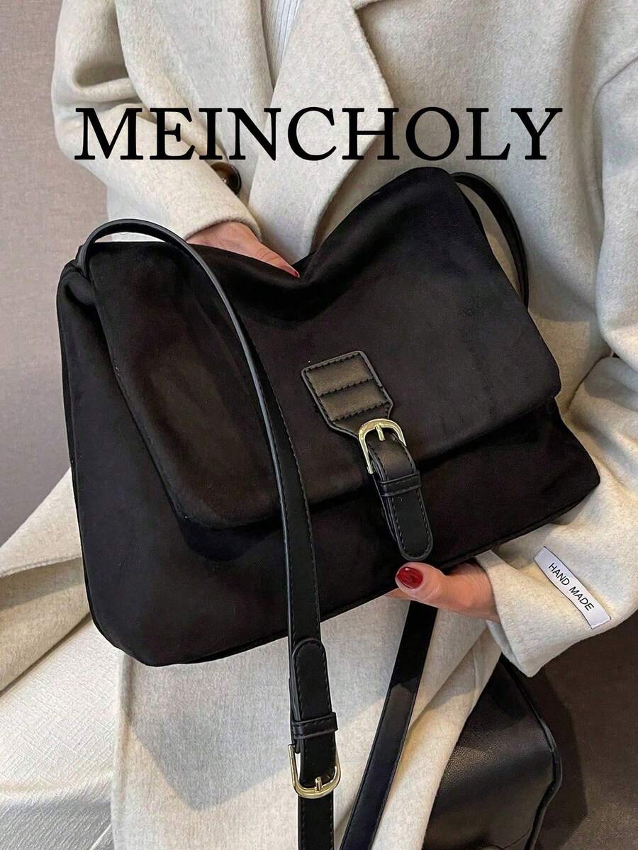 Women's Daily Commute Fashion Large Capacity Solid Color Crossbody Bag - Black - View 1