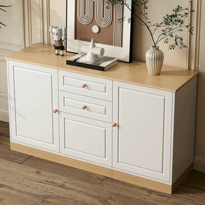 Sideboard , Drei Türen ,Doppelschubladen ,Geeignet Für Wohn- Und Esszimmer ,Multifunktionales Aufbewahrungsmöbel.