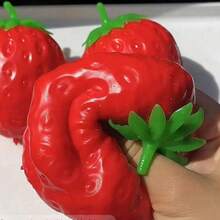 Screaming Strawberry Ball Soft Squeezable Crunchy Realistic Food Fruit Handmade Stress Relief Toy Soft Mochi Squeeze Fingertip Toy Soft Crunchy Silicone Bead Squeeze Toy - Multicolor - View 2