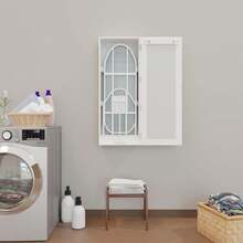 Rotation Wall Mounted Ironing Board With Storage Cabinet,Built In Ironing Board & Folding Support Frame, Wall-Mounted Mirrors For Home, Apartment & Small Spaces - 白色 - 查看 2