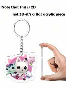 MASSDI Gabby Dollhouse Acrylic Keychain Set, 2pcs Cute Character Printed Keyring Pendant, Seasonal Decoration, Holiday Party Decor, Ideal Gift For Birthday Party, Christmas And Halloween Celebration - Multicolor - View 5