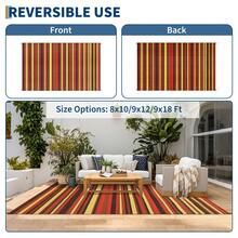 Huisuilinss Waterproof Outdoor Rug,Plastic Rug,Striped Plastic Straw Rug,Reversible Foldable Mat,Modern Carpet,Camping Rug With Portable Bag For Picnic Backyard Deck Balcony - 9*12ft Orange Red - View 3
