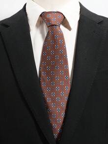 1PC Men's Fashion Casual Versatile Vintage Small Coin & Flower Pattern Tie, Suitable For Daily Wear, Shopping, Business, Party, Banquet, Dating - Multicolor - View 10