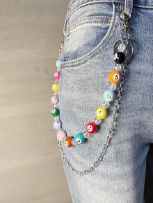 1 pieza Cadena de cintura de estilo punk para hombres de color mixto, cadena de pantalones, cadena de cintura minimalista de hip hop Ins, adecuada para decorar llaveros, carteras, bolsos, envío de secuencia de colores aleatorios - Multicolor 2 - Ver 1