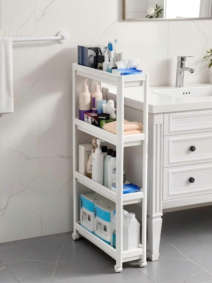 Three‑Tier Mobile Storage Cart, Multiple Styles Available, Equipped With Universal Wheels, Water‑Draining Shelf Design, Suitable For Bathrooms And Kitchens, Large‑Capacity Storage, Easy To Assemble And Disassemble - Multiple Specifications - View 1