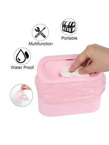 2/4/6/7pcs Car Trash Can Side Hanging With Lid Storage Bucket And Garbage Bag Set, Cute And Practical Car Trash Can And Garbage Bag - Pink - View 5