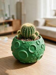 3D Printed 3pcs INS Style Planet & Moon Shaped Flower Pots, Creative Textured Embossed Design Home Gardening Succulent Cactus Planter Containers - B - View 6