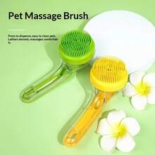 Pet Massage Bath Brush With Liquid Dispenser, Soft Silicone Bristles, Suitable For Dogs And Cats, Easy To Clean Comfortable Grooming Tool - View 2