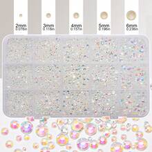 6000pcs Resin Transparent Rhinestones, Flat Back Jelly Rhinestones, Mixed Colors & Sizes Shiny Crystals, With Pickup Tool, Suitable For DIY Crafts, Clothing, Tumblers, Mugs, Shoes, Fabrics - Naked AB - View 2