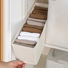 Caja de almacenamiento plegable con textura de lino, organizador de ropa interior, calcetines y bragas, contenedor divisor apilable para cajones de armario, para organización del dormitorio, dormitorio universitario y hogar - Multicolor - Ver 9